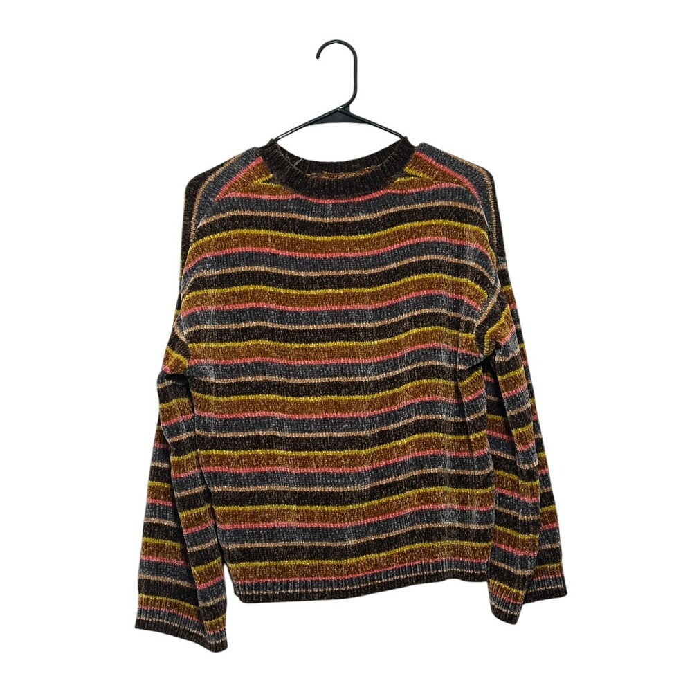 Volcom Retro Boho Velvety Striped Chenille Pullover Sweater Multi Color Womens M - Picture 3 of 7